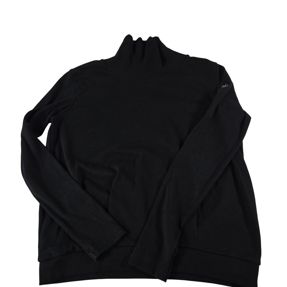 Alo Yoga Womens Black Mock Neck Long Sleeve Turtleneck Top Size L RN 87370
